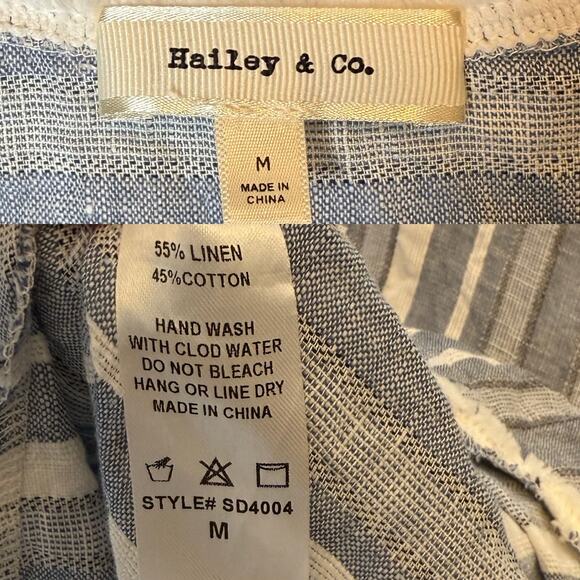 Hailey & Co. Linen Blend Striped Dress Drop Waist Lagenlook Medium - Picture 5 of 5